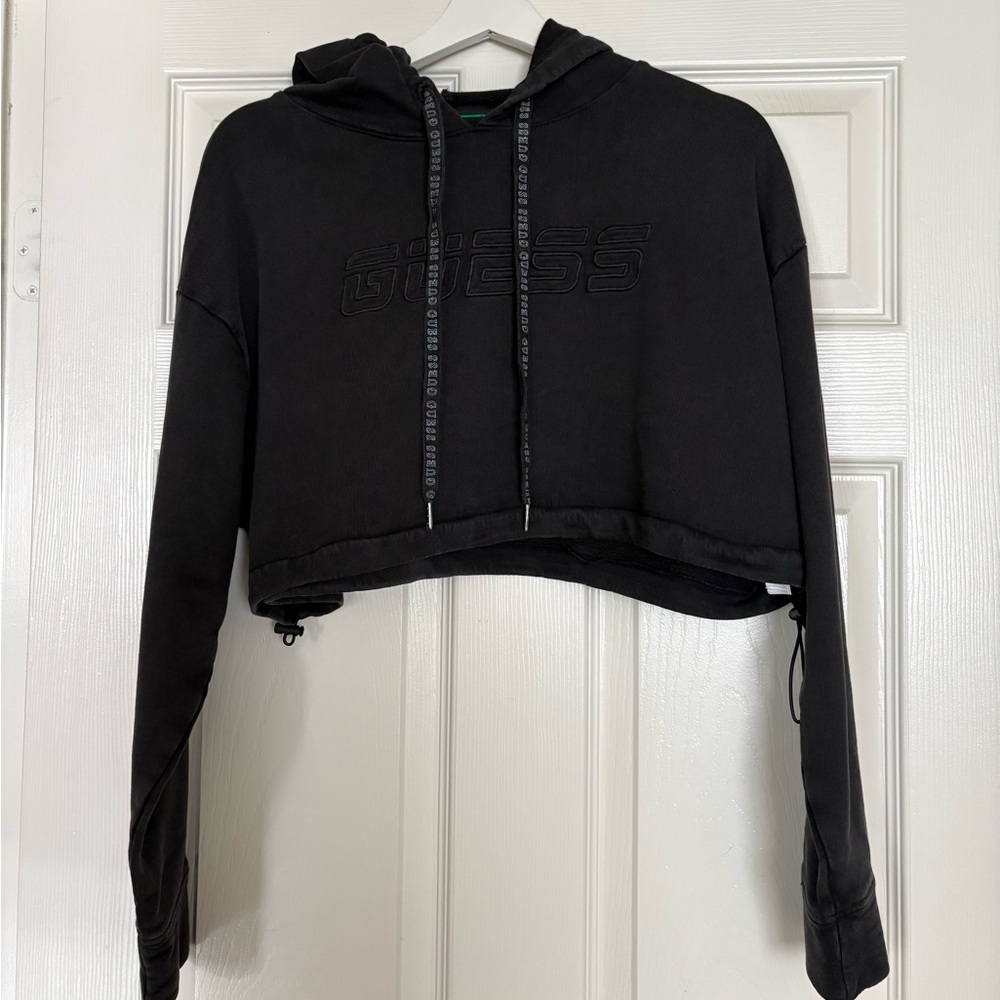 Guess Charcoal Hoodie with Logo Detail
